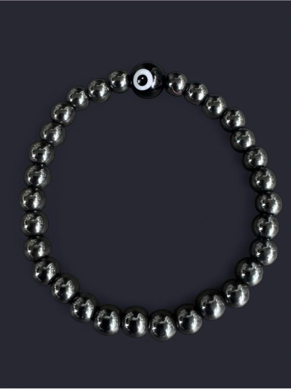 Black Evil Eye & Hematite Bead Bracelet